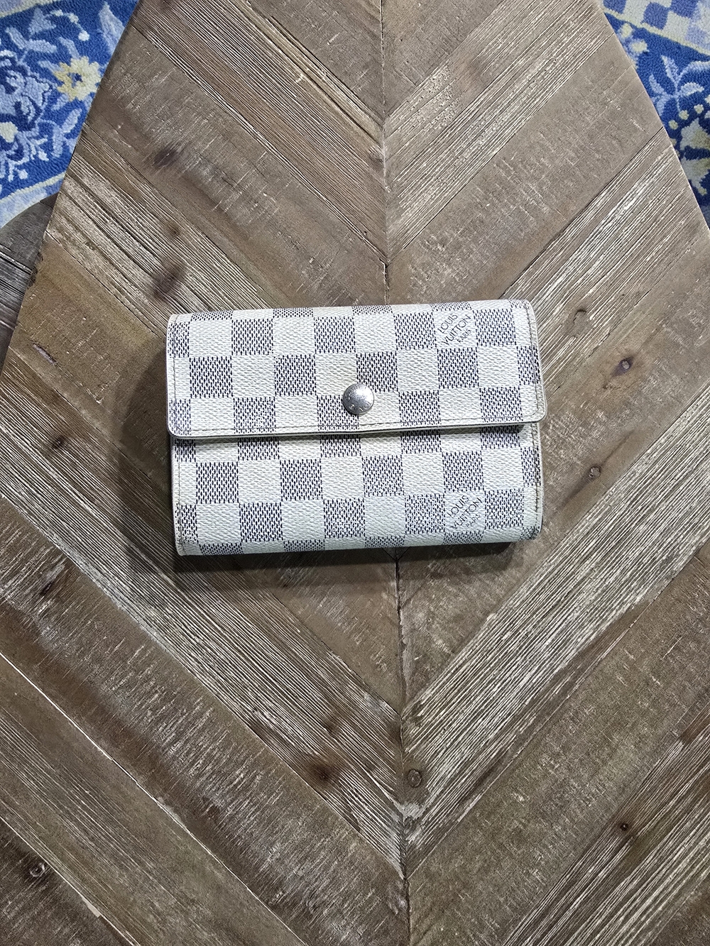 Authentic Louis Vuitton Damier Azur Portefeuille Alexandra Trifold Wallet
